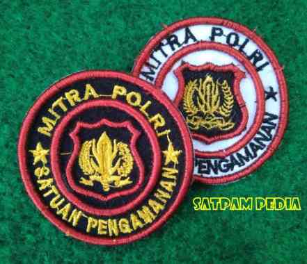 Bet Mitra Polri Timbul - Emblem Mitra Polri Bordir - Bordir Mitra Polri Hitam