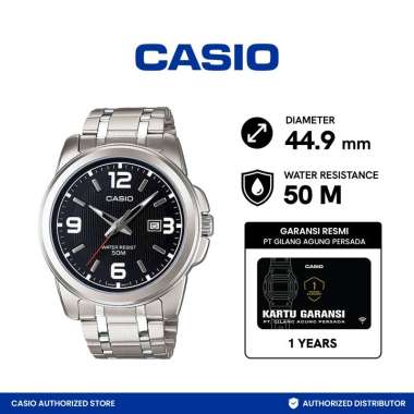 CASIO Standard Jam Tangan Pria - Silver Black MTP-1314D-1AVDF Grey Black