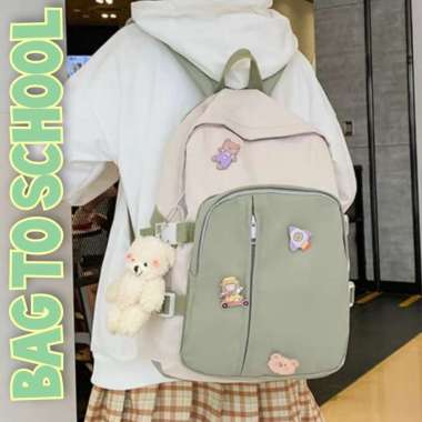 Tas Ransel Cewek Polos Populer Terbaru Korea Style Anak Sekolah SD SMP SMK SMU Remaja Kekinian IJO_A