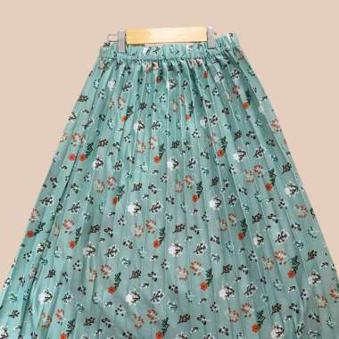 ROK PLISKET MOTIF | ROK PANJANG WANITA | ROK MOTIF BUNGA Strope Sage
