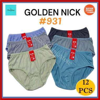 12pcs Celana Dalam Golden Nick 931 CD Wanita Jumbo Golden Nick Pastel M
