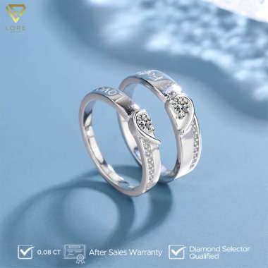 Lore Jewellery - Cincin Permata Moissanite Lapis Emas 18K - Forever Love Couple Silver Moissanite Ri