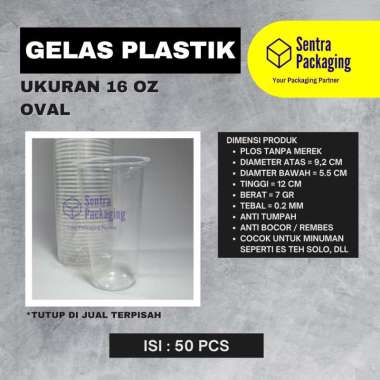 Gelas Plastik Oval 16 oz berat 7gr Polos / Cup Pop ice / Gelas Es Teh Jumbo / Es Teh Solo