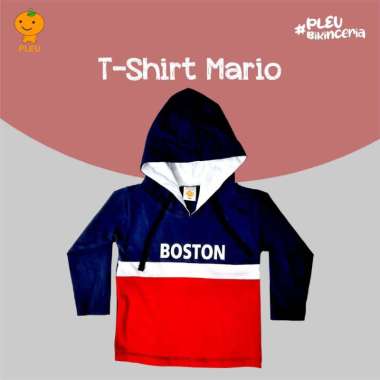 PLEU T-shirt Mario | Kaos Hoodie Anak Laki-Laki Usia 1-10 Tahun 10 tahun Navy