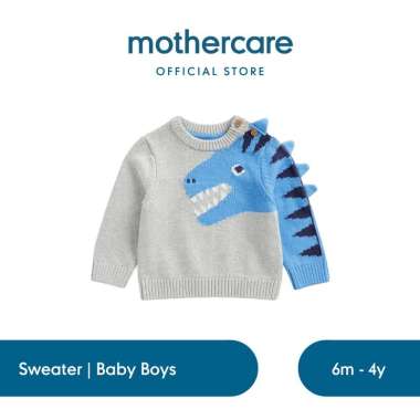 Mothercare Dinosaur Knitted Jumper - Sweater Bayi Laki-Laki (Abu-Abu) 6-9 bulan