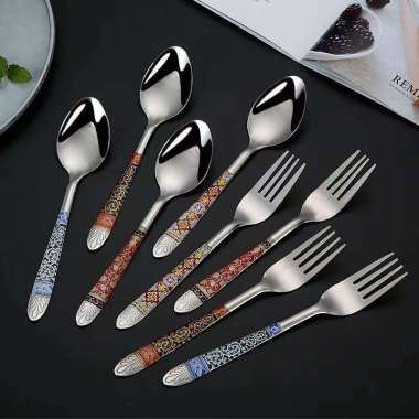 Sendok Makan Batik Stainless steel 1lusin 12buah /Garpu set Stainless Steel isi 12buah sendok 12buah