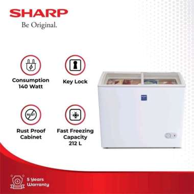 SHARP Chest Freezer Sliding Glass Box Pembeku Putih 200 Liter FRW-210 Garansi Resmi