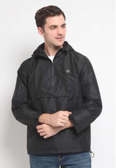 HEMMEH Jaket Cagoule Parasut Hitam Polos S