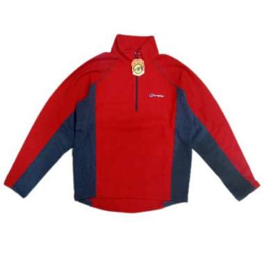 Berghaus Jaket Polar Tebal Pria dan Wanita 1/2 Zip Merah M