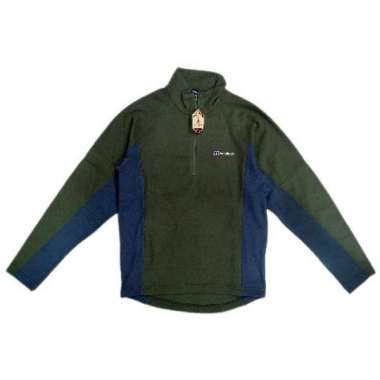 Berghaus Jaket Polar Tebal Pria dan Wanita 1/2 Zip Hijau M
