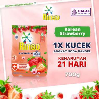 Promo Harga Rinso Anti Noda Deterjen Bubuk + Molto Korean Strawberry 700 gr - Blibli