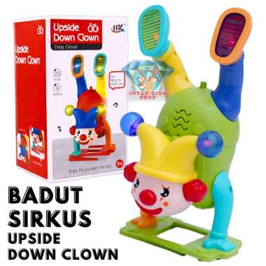 MAINAN ANAK ROBOT BADUT SIRKUS UPSIDE DOWN CLOWN CRAZY CIRCUS LAMPU MUSIK 663B Kemasan Bubblewrap