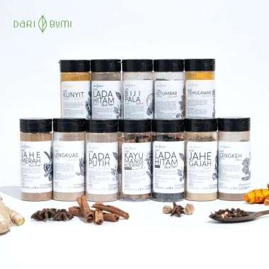 Bumbu Rempah Bubuk Organik Premium, Kunyit Temulawak Jahe Merah Jahe Gajah Ketumbar Lengkuas Paprika