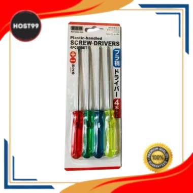 DH - OBENG SET 4 PCS PANJANG 18 CM PLUS MINUS 4 MM 5MM OBENG SERVICE