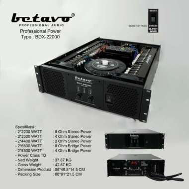 Power Betavo 2 CHANNEL PROFESIONAL BDX-22000 ORIGINAL GARANSI RESMI 1 TAHUN
