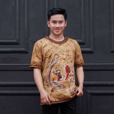 Kaos Tulis Pria Batik Riziq Pekalongan Orange XL