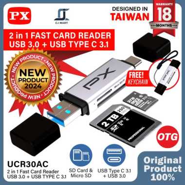 Card Reader USB 3.0 Type C Micro SD High Speed OTG 2 in 1 PX UCR30AC