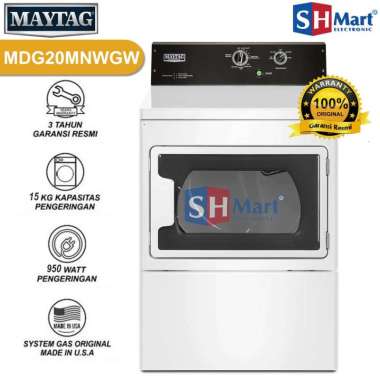 MESIN PENGERING PAKAIAN MAYTAG MDG20MNBGW / MDG20MNWGW 15 KG DRYER LAUNDRY PINTU KACA