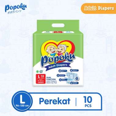 Popoku Adult Diapers Perekat L10 (96-130cm) Isi 10pcs - Popok Dewasa Manula Lansia Orang Tua