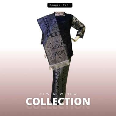 Songket Pash - Songket Lepus Benang Silver Khas Palembang Berbagai Motif & Warna Hitam