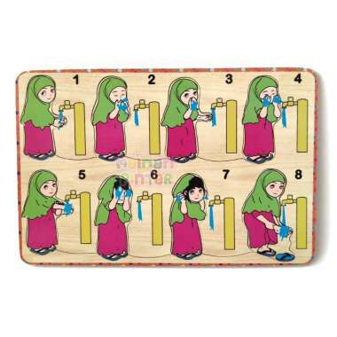 Mainan Kayu Pintar Puzzle Kayu Edukasi SNI Murah dan Lengkap Wudhu Wanita