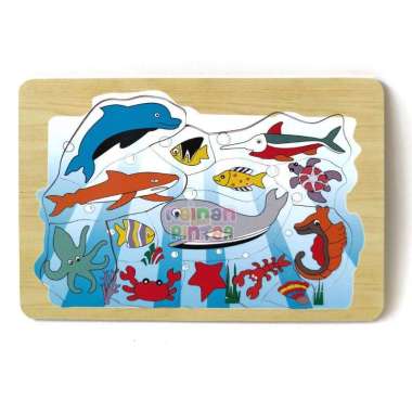 Mainan Kayu Pintar Puzzle Kayu Edukasi SNI Murah dan Lengkap Hewan Laut