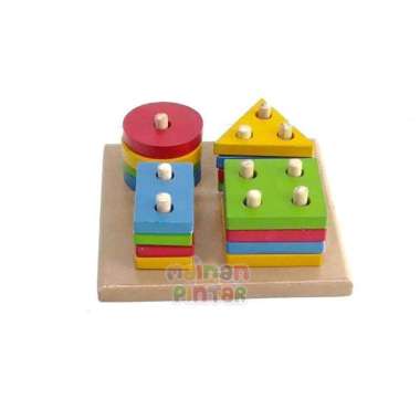 Mainan Edukasi Anak Montessori Dasar / Pengenalan Pembelajaran Awal Menara Geometri 4