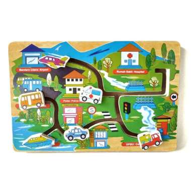 Mainan Edukasi Anak Montessori Dasar / Pengenalan Pembelajaran Awal Maze Transportasi