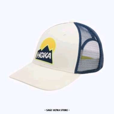 Topi Lari Running Hoka Trail Trucker Unisex Men Women Original One Size Cream