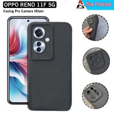 Casing OPPO RENO 11F 5G Softcase Liquid Pro Camera Hitam Bonus Tali Handphone
