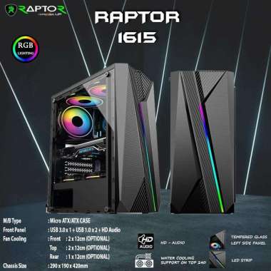 3 POWER UP CASING GAMING RAPTOR R-1615 + 2 FAN RGB