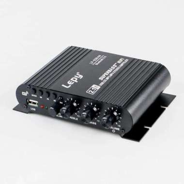 Audio Amplifier Bluetooth USB HiFi Sound Booster with Remote LP-838USB Subwofer Amplifier Ampli Subwoofer Bekas Speaker Headphone Akustik Bass Mur IH Hitam