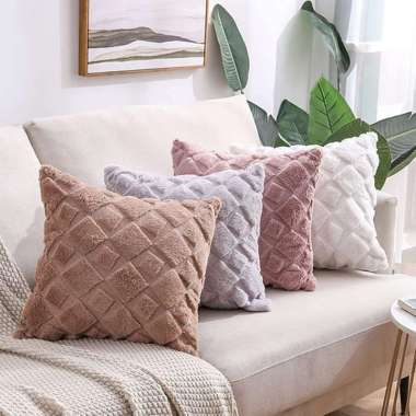 PREMIUM PILLOW CUSHION COVER BELUDRU 45 X 45 SARUNG BANTAL SOFA BLUDRU PINK