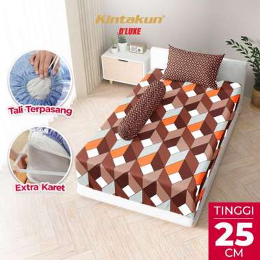 Kintakun DLUXE Sprei Set Fitted Tinggi 25cm VALESKA 90x200/ 100x200 / 120x200 Aesthetic Varian Size 