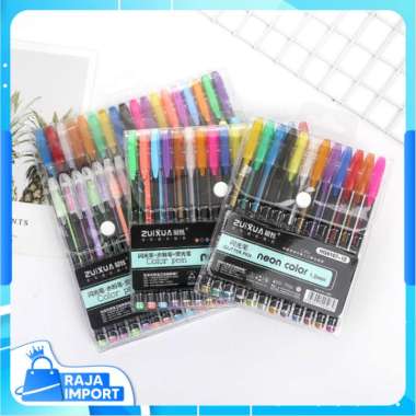 Raja Import S6076 Pen Gel Color / Pulpen Warna-Warni 12 PCS / Pulpen Gel Glitter / Pulpen Warna-Warn