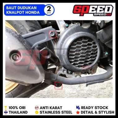Baut Dudukan Knalpot Honda Scoopy Beat Vario Baut Probolt Thailand Stainless Flower King Nut SILVER