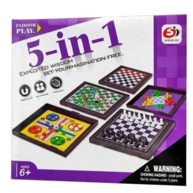 MAGNETIC BOARD GAME 5 IN 1 CATUR LUDO ULAR TANGGA HALMA CHECKERS