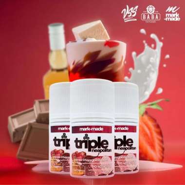 Mark Made Juice x VSS x Baba Vape Bar Triple Neapolitan Straw Choco Vanilla Rum Liquid Vape 60mL FB 