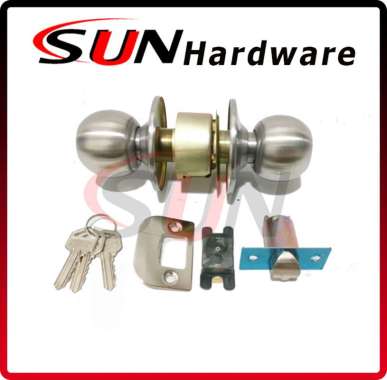Kunci Pintu Kamar Mandi Set Komplit Bulat Stainless Silver Handle Handel Gagang