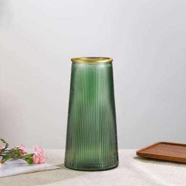 QINTONG Vas Bunga Kaca Silinder Vertical Nordic Simple Glass Vase QT072 Panjang Besar Dan Bunganya A