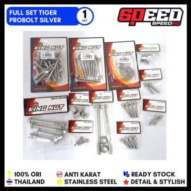 Baut Full Set Mesin Honda Tiger Baut Probolt Thailand Stainless King Nut Silver