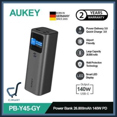 AUKEY Powerbank 26800mah PB-Y45-GY USB C 140W SUPER VOOC PD 3.1 PPS Power Bank Y45 26.800mAh 140w Po