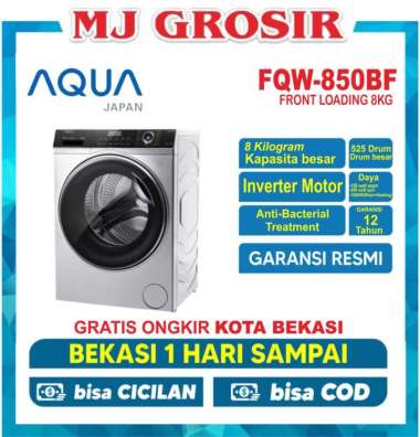MESIN CUCI FRONT LOADING AQUA JAPAN FQW850BF FQW 850 BF 8 KG