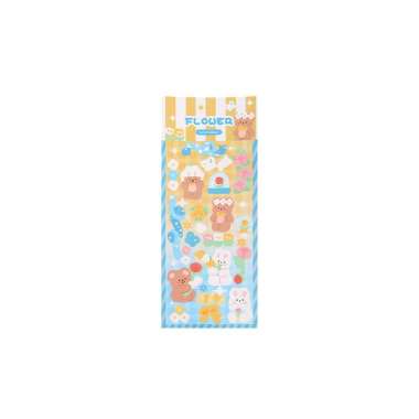 OEM SK-C1107 Sticker Waterproof Kartun Bear Rabbit Hologram Korea / Stiker Motif Anti Air Cute Decor