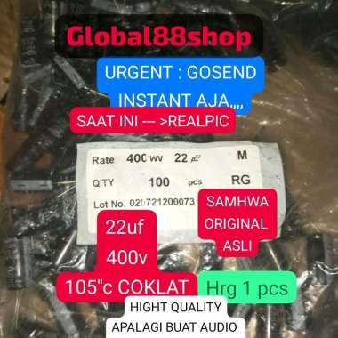 Hrg 100pcs/1 bks HIGH QUALITY ORI SAMHWA 22uf 400v 22mk 22mikro 22uf400v 22mk400v CAPASITOR KAPASITO