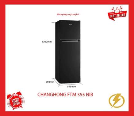 KULKAS 2 PINTU CHANGHONG INVERTER 275 LITER 77 WATT FTM - 355 NIB