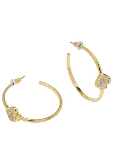 KATE SPADE Everyday Spade Pave Hoops Clear Gold