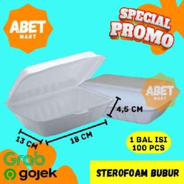 Sterofoam Bubur Persegi Panjang 1 Pak 100 Pcs - 100Pcs Styrofoam Nasi