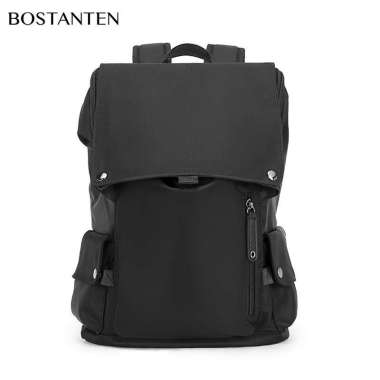 BOSTANTEN Tas Ransel Pria Nilon Tahan Air Tas Rekreasi Tas Mahasiswa Berkapasitas Besar Hitam