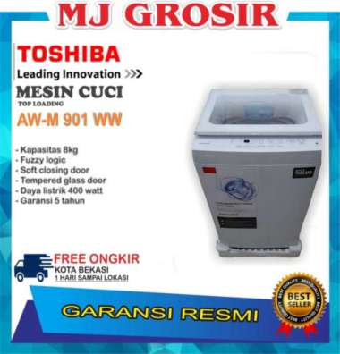 MESIN CUCI 1 TABUNG TOSHIBA AW-M 901 WW TOP LOADING 8 KG PUTIH